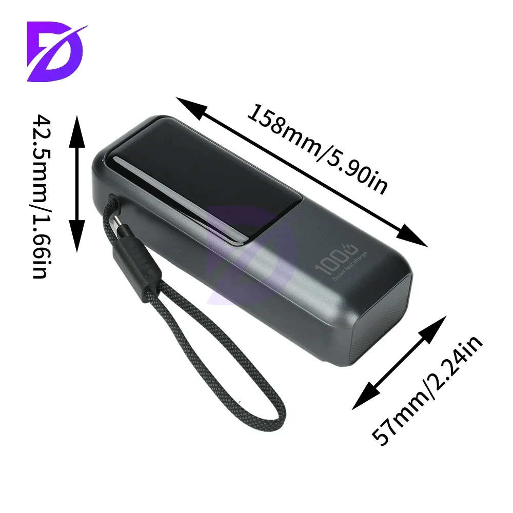 Ricarica rapida PD 100W ad alta potenza con cavo integrato Kit fai da te Power Bank Custodia per batteria 21700 a 4 celle Custodia per Power Bank grigia - Image 2