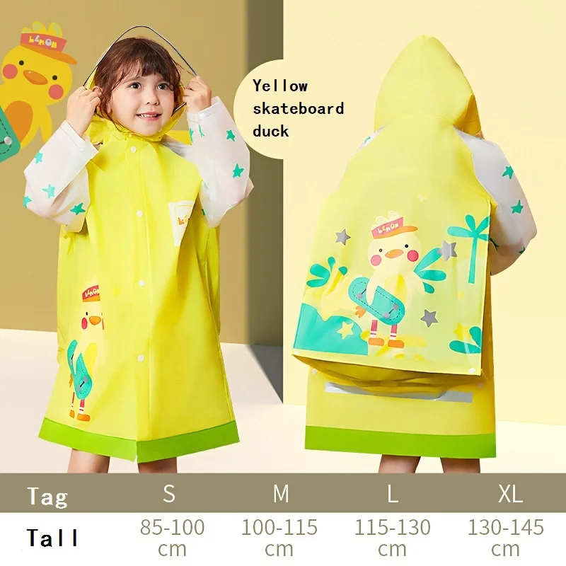 

Rain EVA School Girls Boys Coat Stormforce Kids Poncho Schoolbag Space Cartoon Hooded Children Raincoat Reflector 2-12 Years