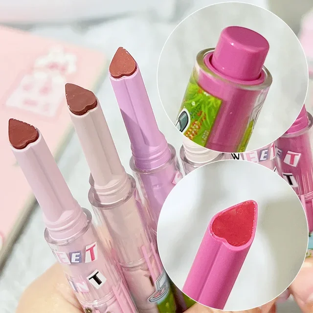 Moisturising Lipstick Pen Waterproof Jelly Lip Glaze Mirror Water Lipstick Heart-shaped Lip Gloss Non-stick Cup Korean Cosmetic