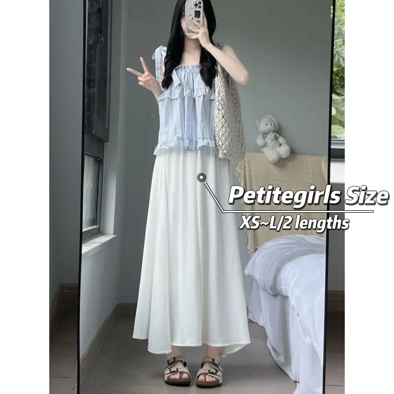 

Pleated Floating Fairy Half Skirt Pants Women Summer 150cm Petite girls High-waisted A-line Wide-legged Slimming XS Appear High