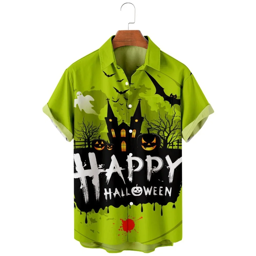 

Cat Shirts Men's Women's Hawaiian Shirts Halloween Vocation Blouses Spooky Beach Shirt Camisas Men's Clothing Skull