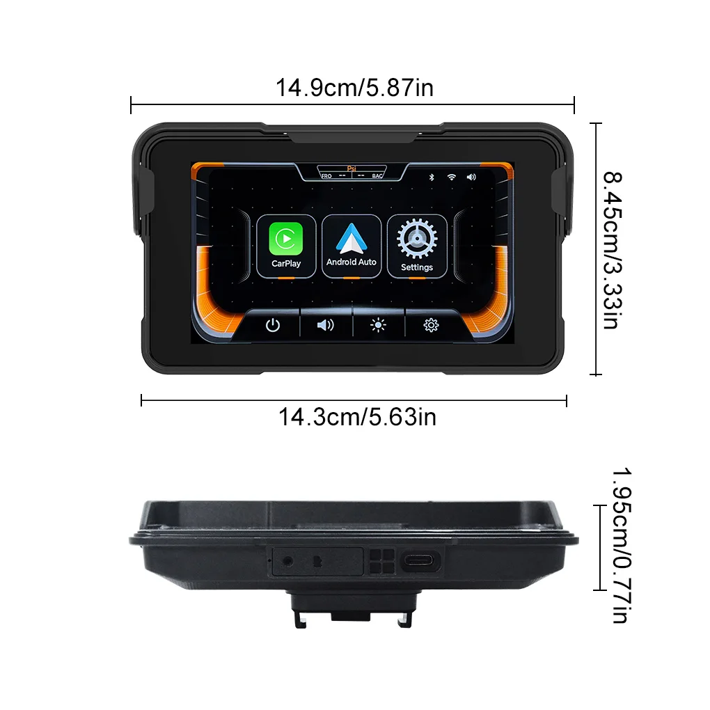5inch Waterproof Touch Screen Wireless CarPlay Moto Android Auto Portable Digital Motorcycle Dashboard GPS Motorcycle Navigation