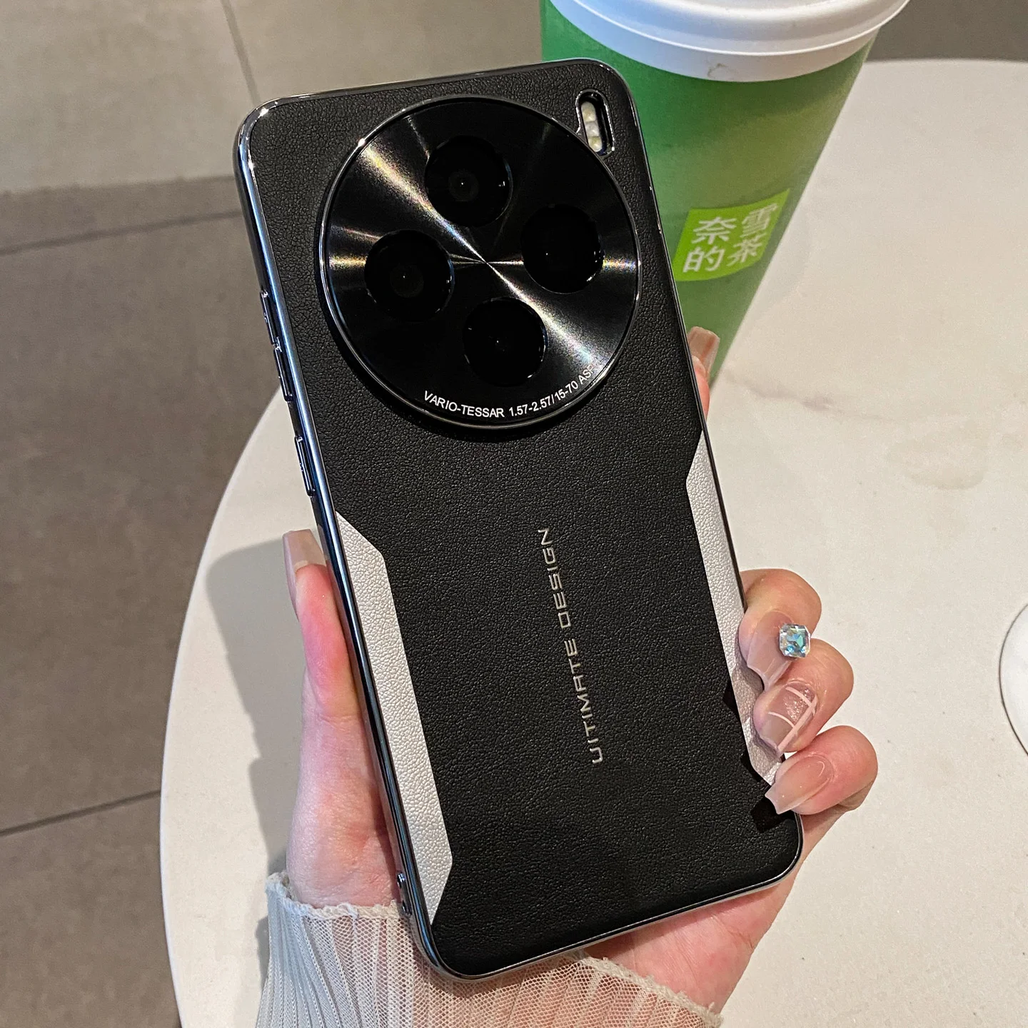 Luxury Matte Leather Texture Phone Case with Electroplated Frame and Glare Camera Protection