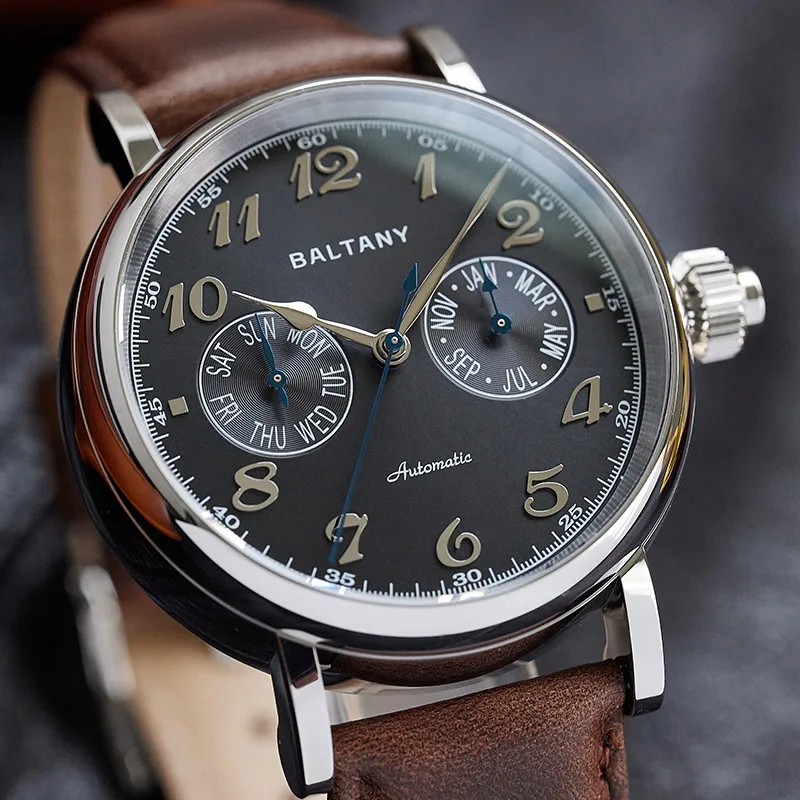 Baltany Week Month Function Watch Miyota 9122 Movement Vickers 500HV 50M Waterproof Sapphire Crystal Men's Mechanical Watches