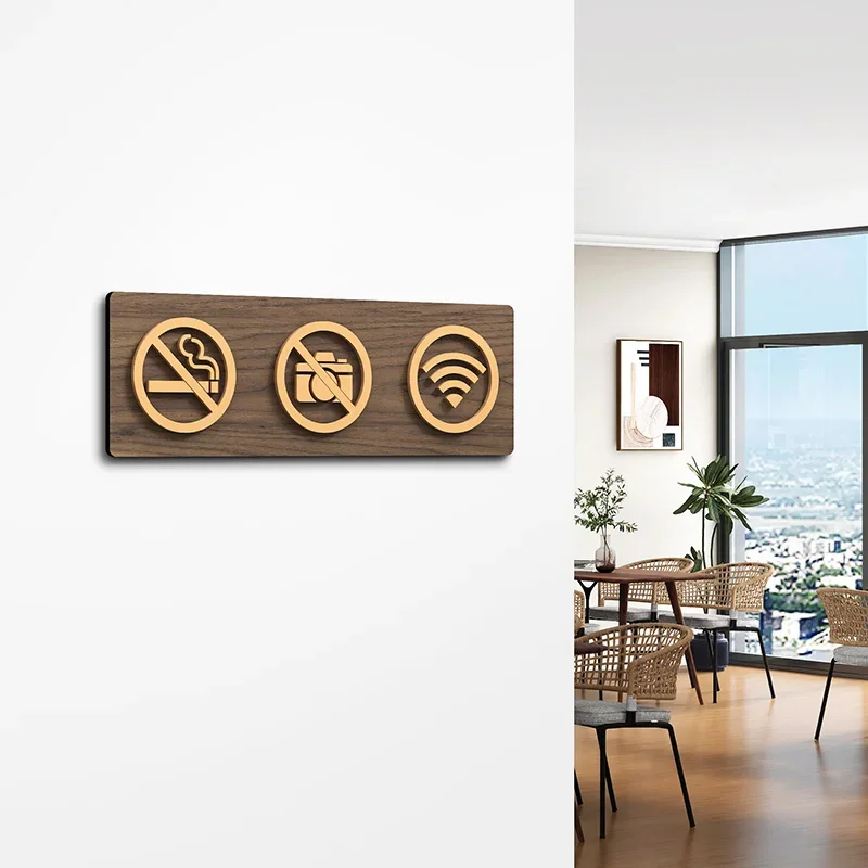 새로운 스타일 따뜻한 알림 기호 WIFI 금연 로고 침입 금지 경고 플라크 공공 Shope 간판 경고 기호 9.5cm/13.8cm
