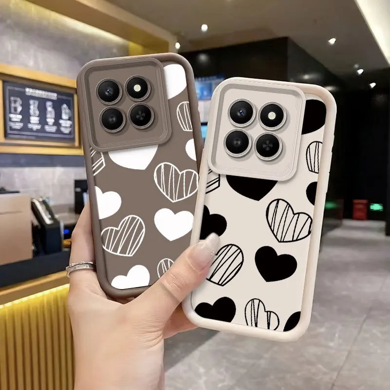 Luxury Black Floral Love Heart Silicone Phone Case - Soft Protective Bumper Cover
