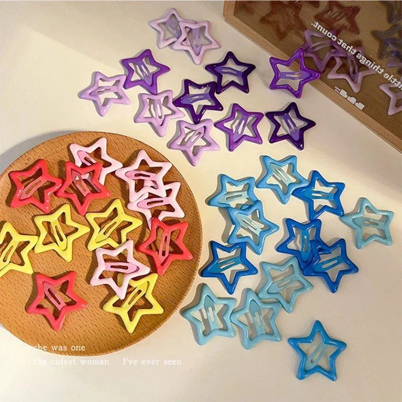 Hair Clips 1PC Colorful Y2K Star Women Grils Cute Metal Star Hairpins Side Barrettes Hair Grip Accessories Headwear