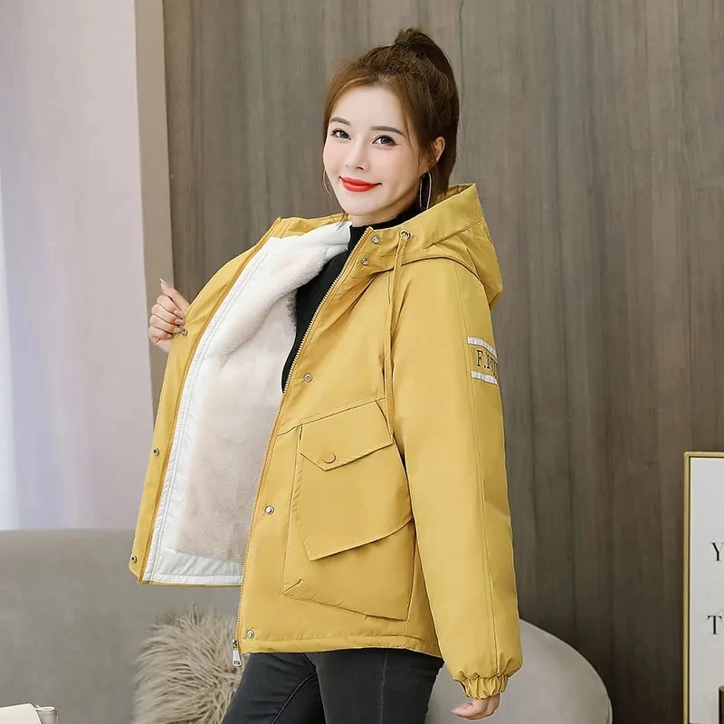 

Женские парки, куртки, новинка 2023, теплое пуховое пальто с капюшоном и подкладкой, Корейская свободная парка с длинным рукавом, толстая хлопковая зимняя куртка для мам