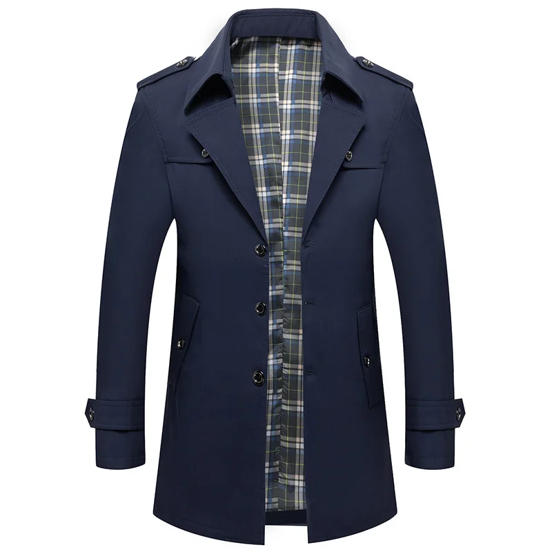 New Spring Autumn Men Business Casual Trench Coats Long Jackets Good Quality Male Tailored Collar Loose Trench Jackets Size 4XL