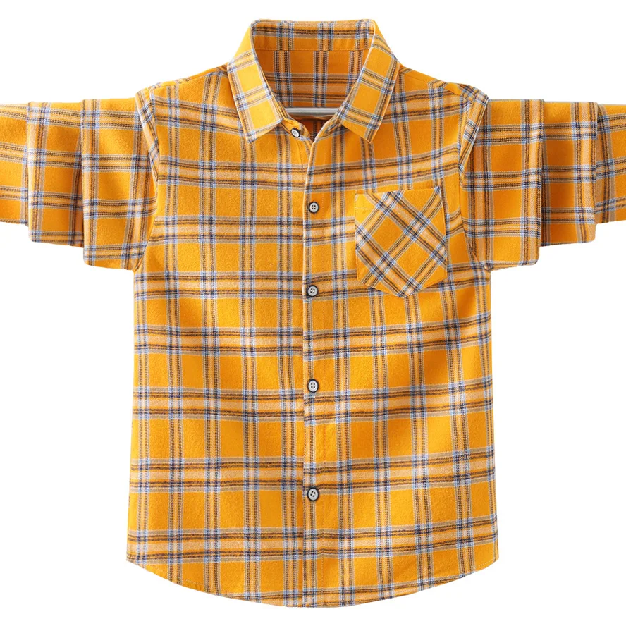 

Children's Plaid Shirts 100% Pure Cotton Full-Sleeve Kids Shirt For Teenager Boys 5-15 Years Clothes Spring/Autumn Wear