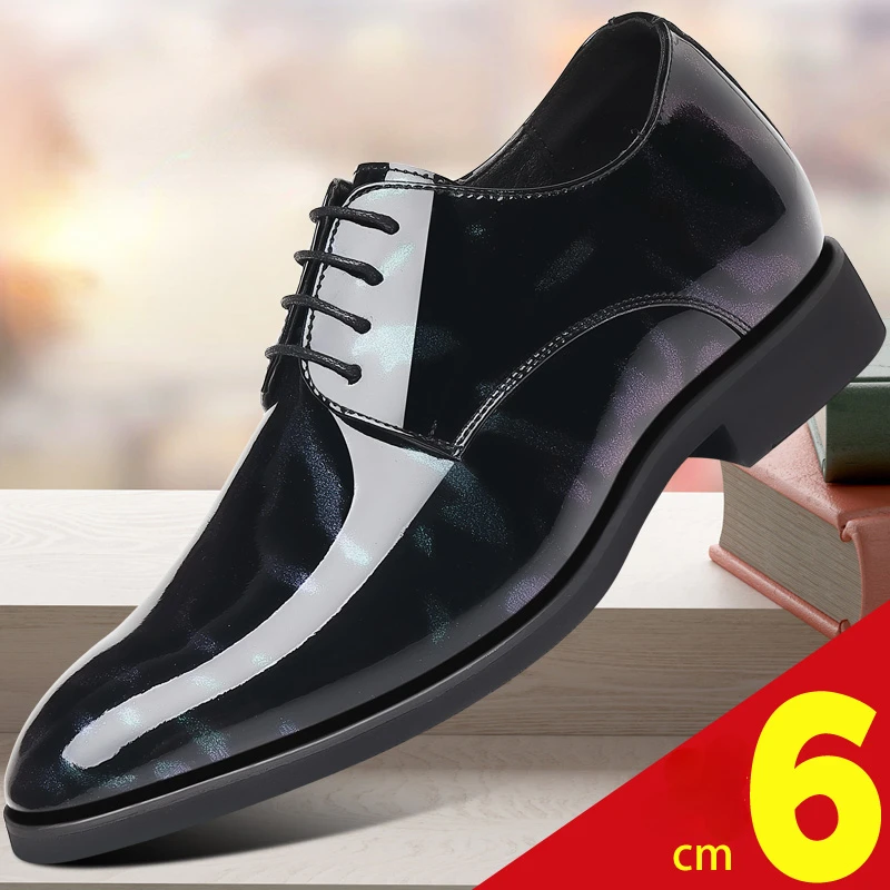 

Men's Shoes Inner Height-increasing Pointed Toe Shoes Business Formal Suit Daily Increase 6cm Camouflage Gradient Elevator Shoes
