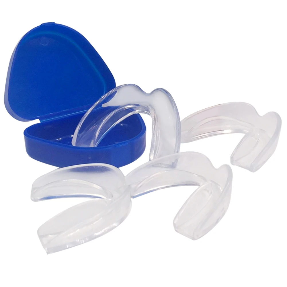 4Pcs Mouth Guard with Storage Case Anti-Grinding Teeth Protection Transparent Sports Mouth Guard for Teeth Clenching at Night