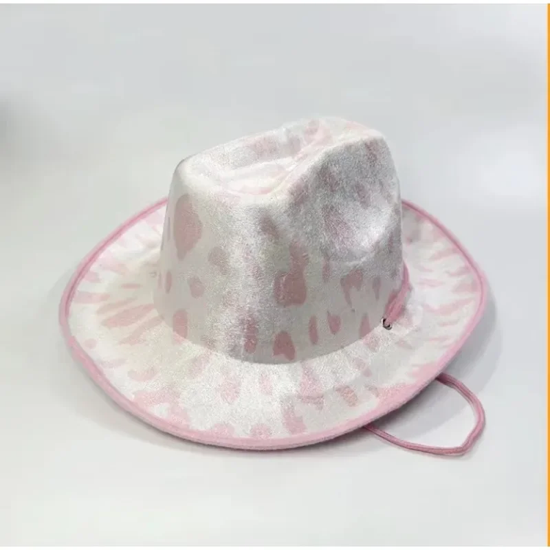 Women Pink West Cowgirl Hat Girls Tiara Feather Felt Western Sequin Cowboy Cap Costume Party Dress Jazz Caps Cosplay Props