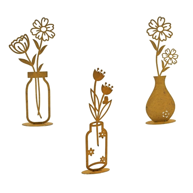 

Delicate Hollowed Metal Iron Flower Vase Sculpture for Contemporary Interiors