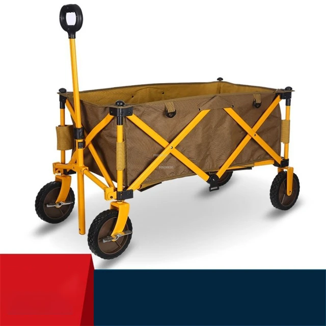 Kültéri Kempingkertek Összecsukható Bevásárlókosár Hordozható Otthoni Húzó Rúd Piknik Kocsi Kerekes Kerti Kellékek - Image 2