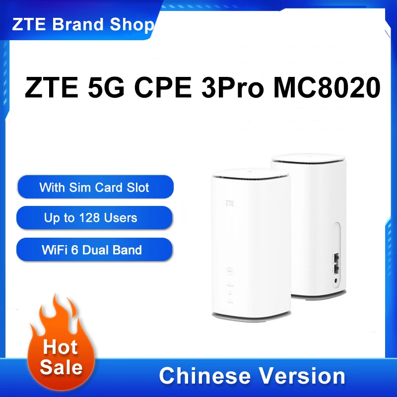 

ZTE CPE PRO 3 MC8020 5G WiFi6 5600Mbps Dual Band Network Gigabit Modem Wireless 3.8Gbps 802.11a/b/g/n/ac/ax 5G CPE Pro Router