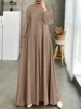 Autumn Muslim Fashion Long Dress ZANZEA Women Long Sleeve O Neck Vestidos Dubai Kaftan Maxi Sundress Robe  Elegant Lace Abaya
