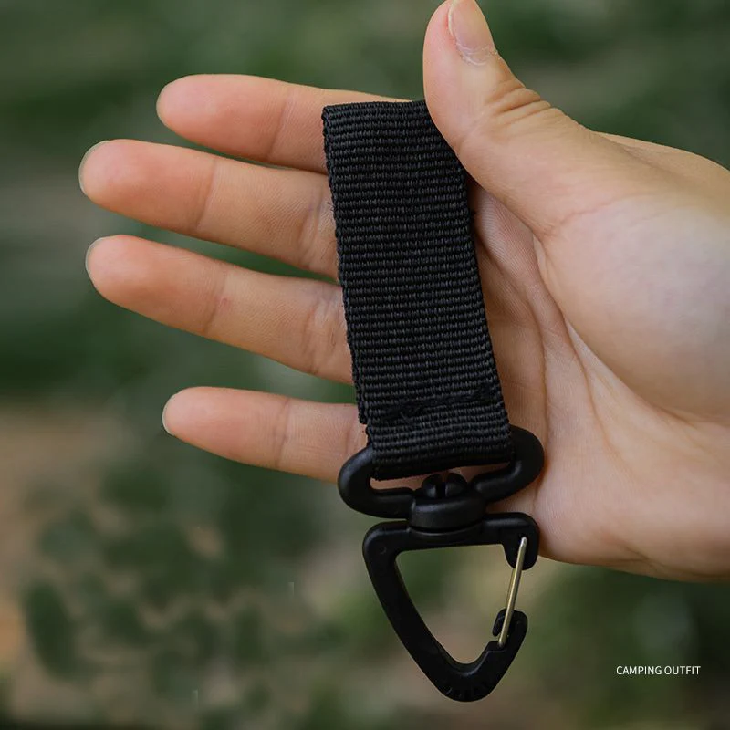 Outdoor 360-Grad-Drehung Nylon Karabiner Schlüsselhaken MOLLE Gurtband Schnalle Gürtelschnalle Hängen Camping Klettern Rucksack Zubehör – Detail 7