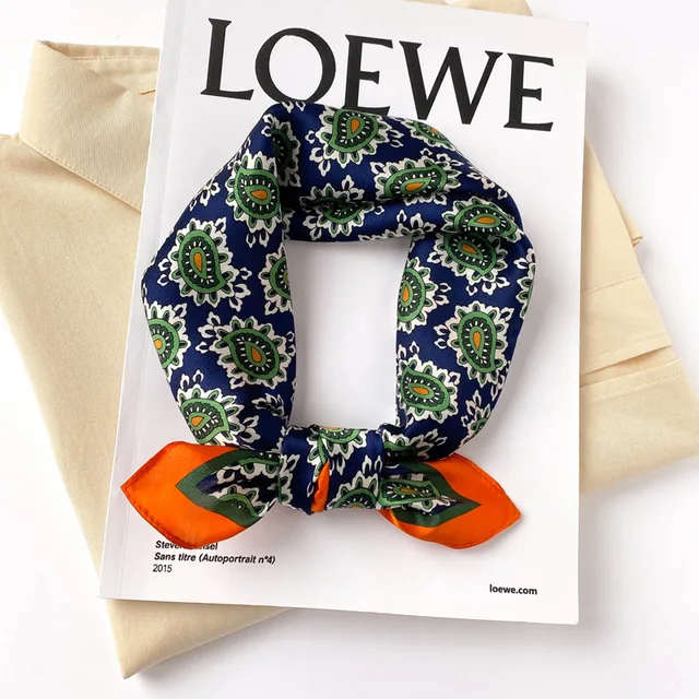 Scarf 100% Silk Bandana Women Square Scarves Wrap Kerchief Mulberry Spring Fashion Luxury High Quality Headband Hijab Shawls 17206-3
