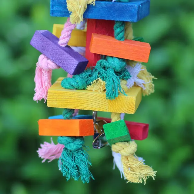 Toy Bird Large and Medium-Sized Macaw Nibbling Toy Wooden Color Toy Birds Supplies Parrot Swing 4