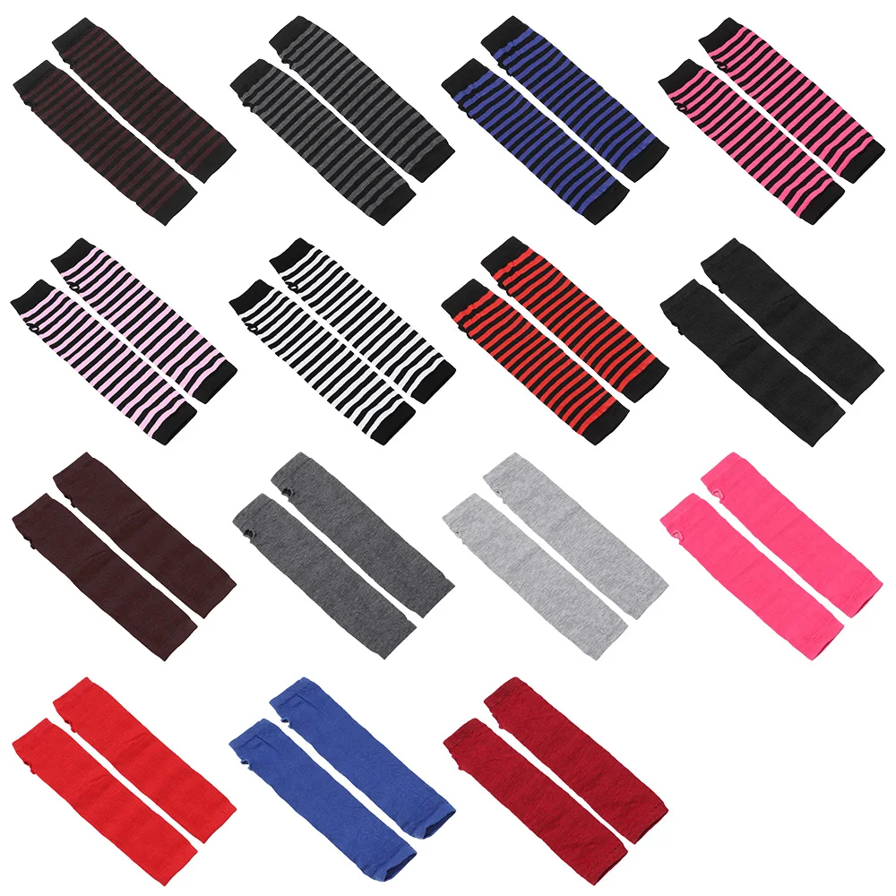 

Striped Long Sleeve Cotton Handschoenen Fingerless Long Gloves Elbow Mittens Wristband Arm Warmer