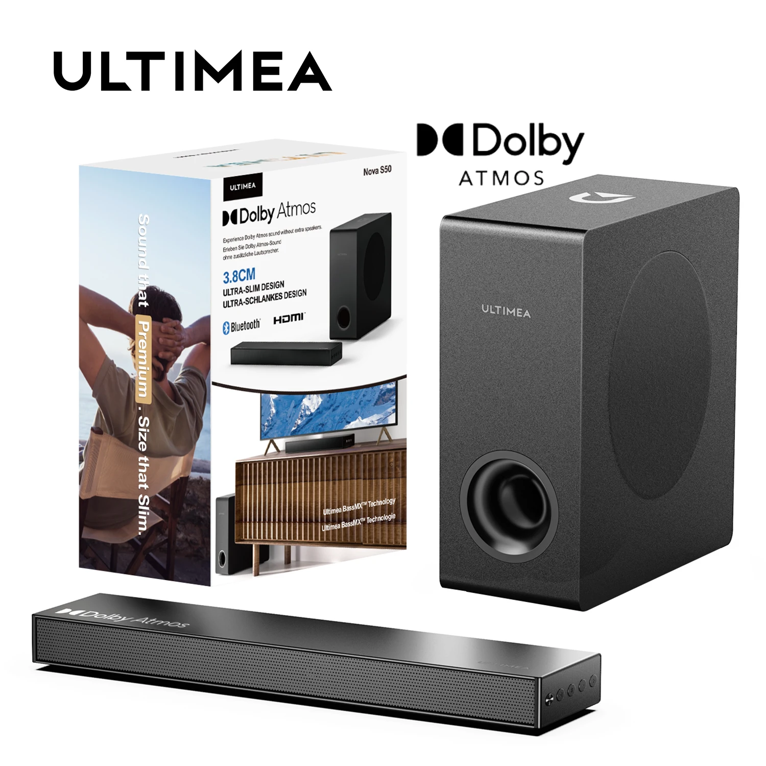 

ULTIMEA Sound Bars for TV with Subwoofer, Dolby Atmos, Bluetooth 5.3 TV Soundbar Surround Sound System for TV Speakers