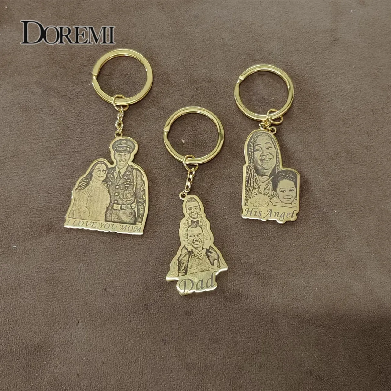 DOREMI Stainless Customized Photo Keychain with Name Engraved Personal Picture Any Character/Cartoon Family Memory Custom Gifts private order personality mother s bracelet picture customization baby child dad mom brothers sisters handmade family photo