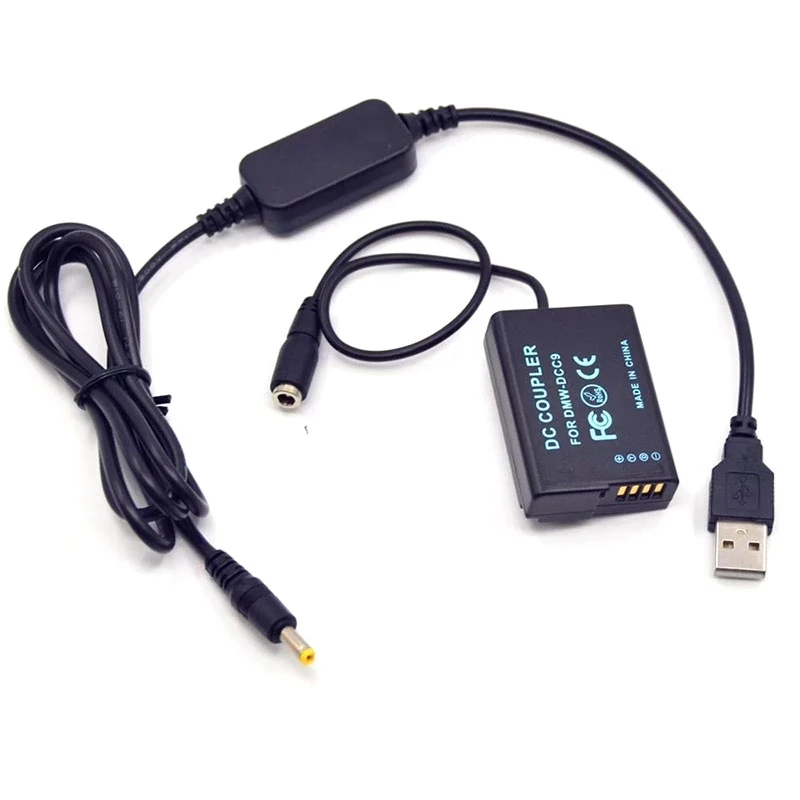 Dmw-Dcc9 Dmw-Bld10 Adattatore Decodificato Completo Della Batteria Fittizia + Cavo Usb 5V Power Bank Per Lumix Dmc-Gx1 Dmc Gf2 G3 G3K G3R G3T G3W G3