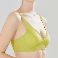Soutien-gorge sans couture pour femmes, petite poitrine, grand Design creux, sous-vêtements, soutien Non amovible, bonnet Semi-fixe, une pièce, rayé, fin 4