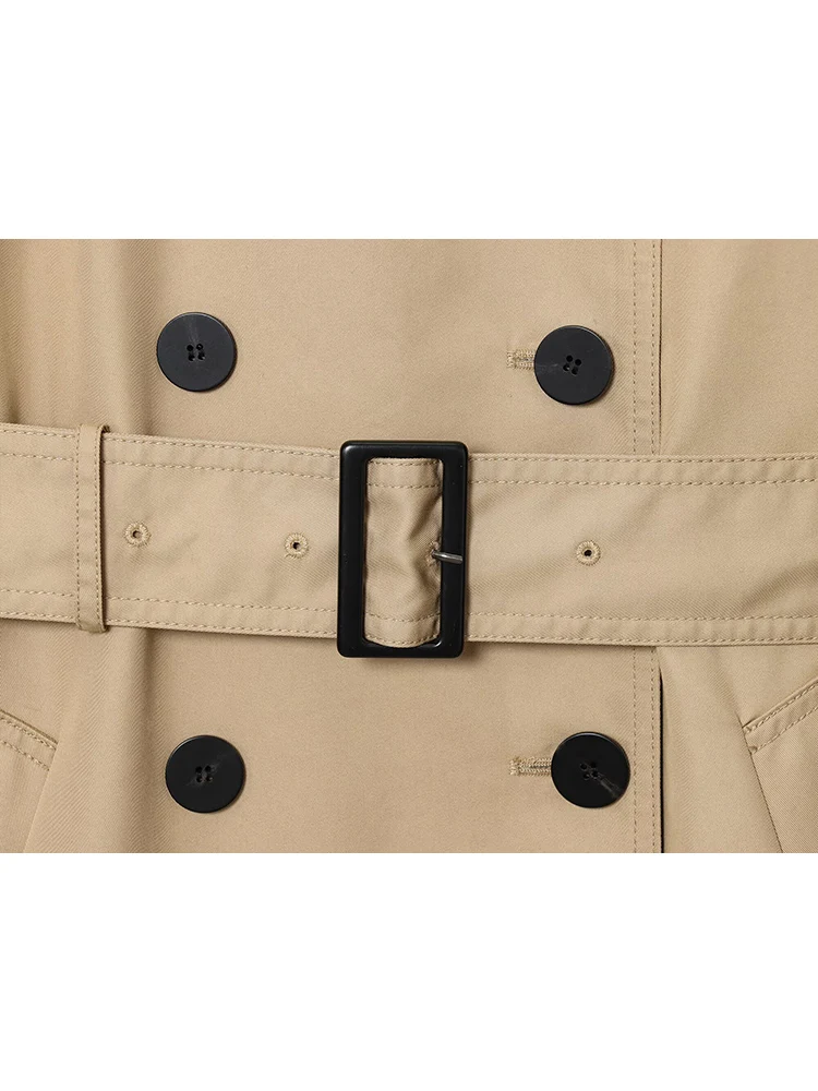 Autumn New Casual Trench Coat For Women Solid Color Lapel Double Breasted Loose Fashion Long Windbreaker Ladies Chic Streetwear