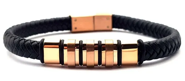 Welch стальной мужской кожаный браслет потускнеющий нержавеющая