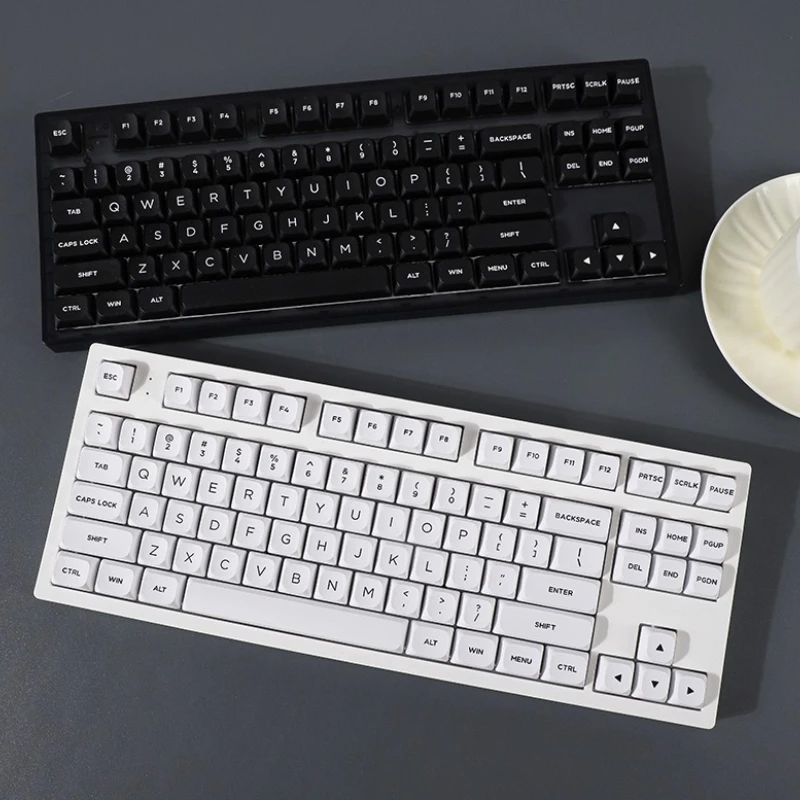 MDA 퓨어 블랙, 퓨어 화이트 서리로 덥은 PBT 키 캡 게이머를위한 귀여운 간단한 승화 포인트 키 캡 Diy 오리지널 디자인 선물