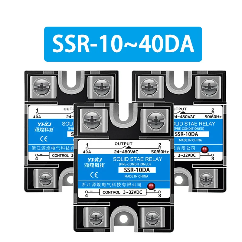 Ssr-10 Da / 25Da / 40Da Monofase Dc Controllato Ac Ssr Relè A Stato Solido Monofase Con Copertura Antipolvere In Plastica Heat Sink220V