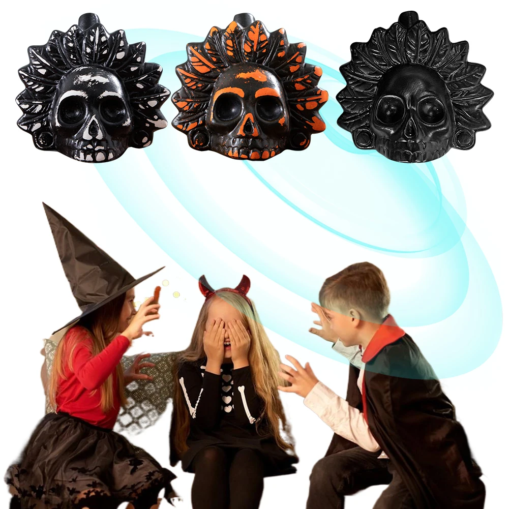 Spooky Aztec Death Whistle Loud Screaming Aztec War Whistle Black Skull Loud Human Scream for Halloween Prank Props
