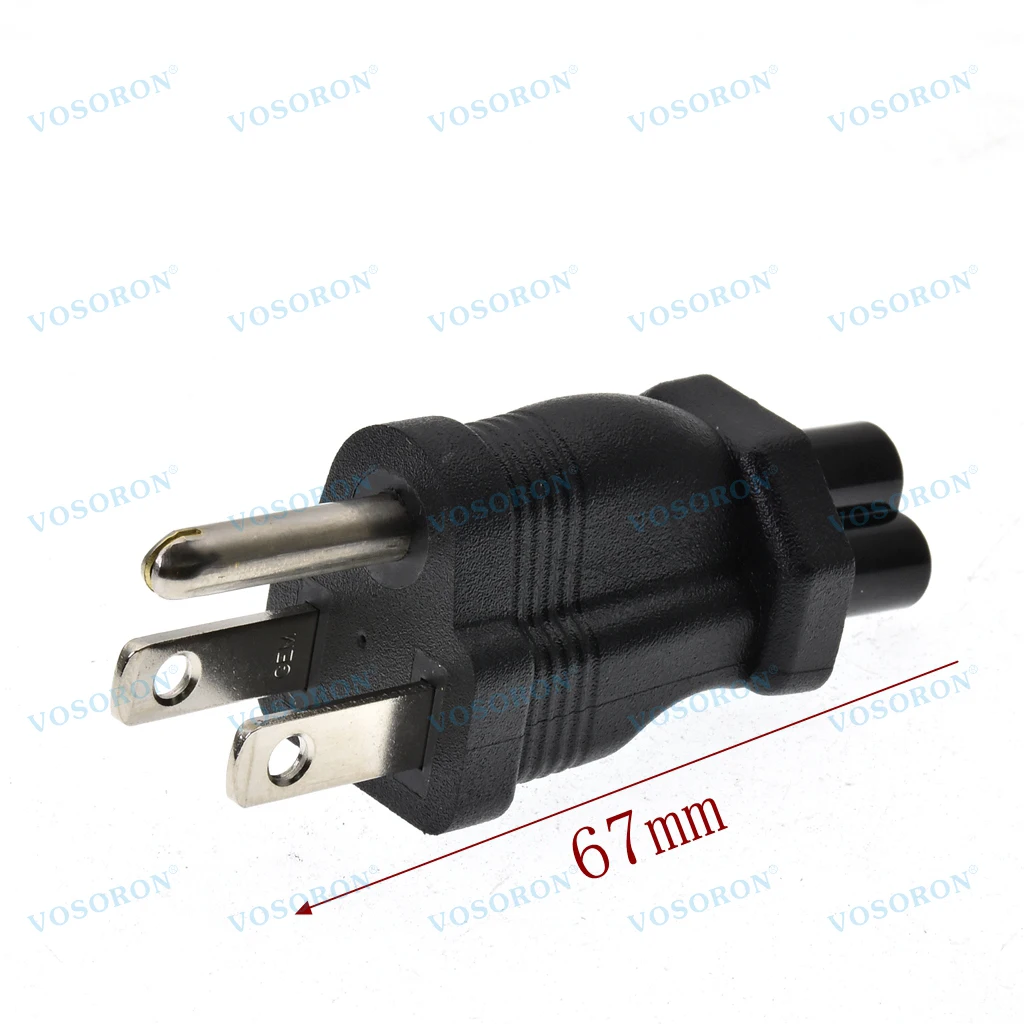 IEC320 C5 to USA NEMA 5-15P Power Plug Adapter