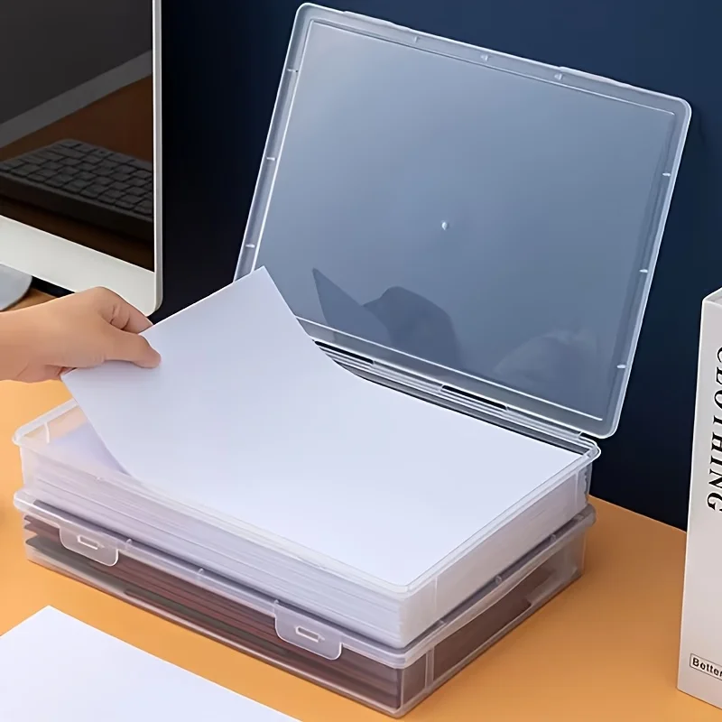Scatola di plastica trasparente con coperchio per organizzare documenti - immagine 2