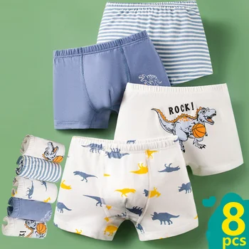 1/4/8 pezzi ragazzi boxer slip set 2025 nuovi bambini biancheria intima di cotone ragazzo mutande adolescente cartone animato dinosauro stampa bambini mutandine 1