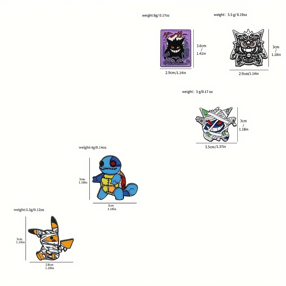 Creative Bandage Pikachu enamel brooch 5 Pcs Set Personalize Gengar