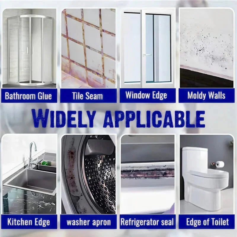 Mold & Stain Remover Gel Quick Acting Stain Remover Gel Stain Cleaner with Brush for Bathroom Washing Machine Refrigerator Strip