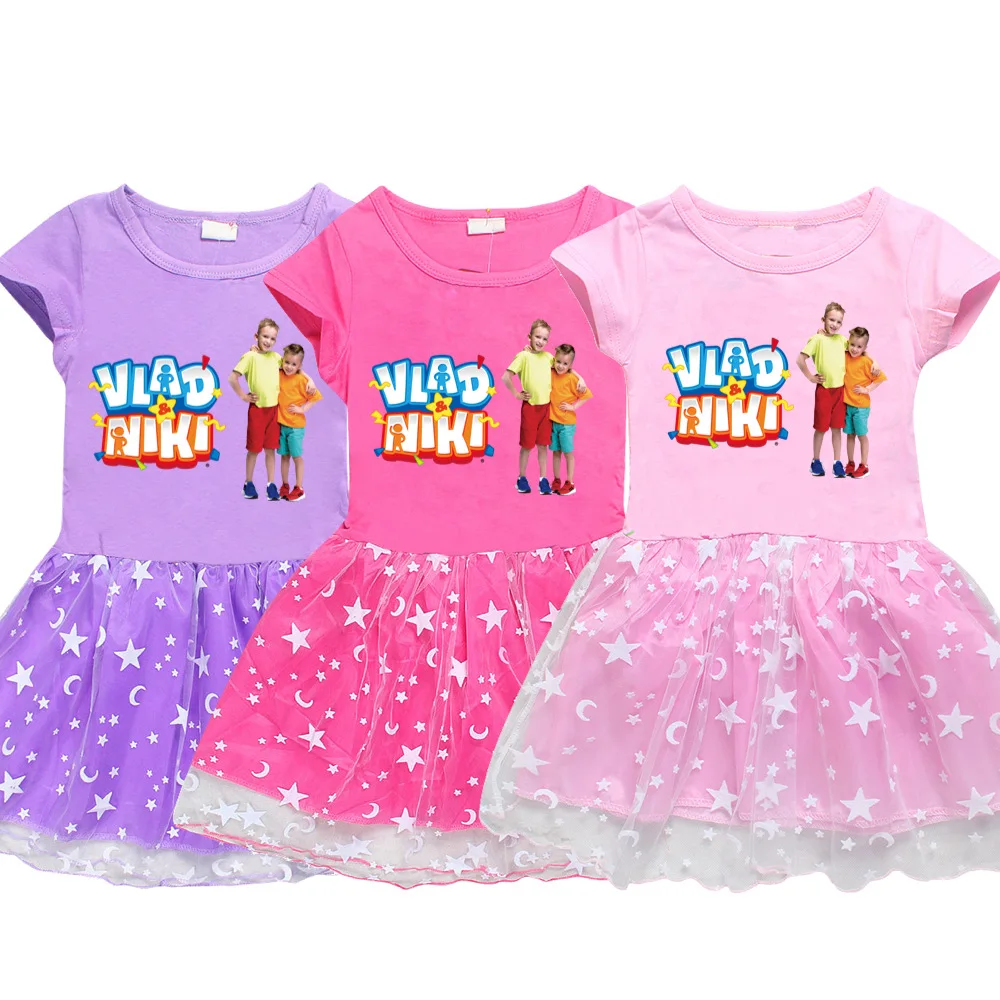 Vlad Niki Girls Clothes New Summer Princess Dresses Manica Corta Kids Dress Birthday Party Girls Dresses Abbigliamento Per Bambini