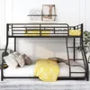 Metal Floor Bunk Bed, Twin XL Over Queen, Guardrail and Ladder, Space-Saving Design, Metal Bed for Kids&Teens 3