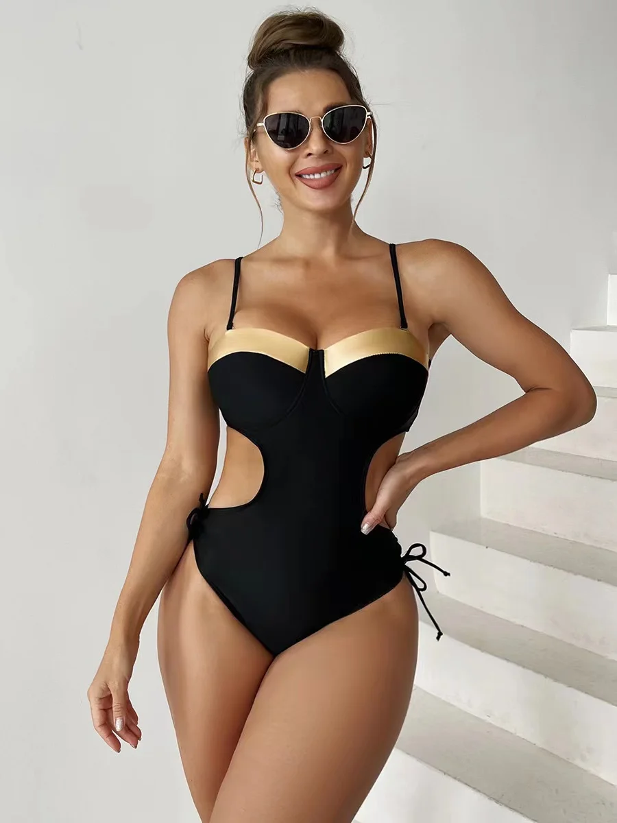 

Цельный купальник 2023, женский купальник, новый Однотонный черный купальный костюм, женский Монокини, сексуальный винтажный летний купальник, бразильский пляж