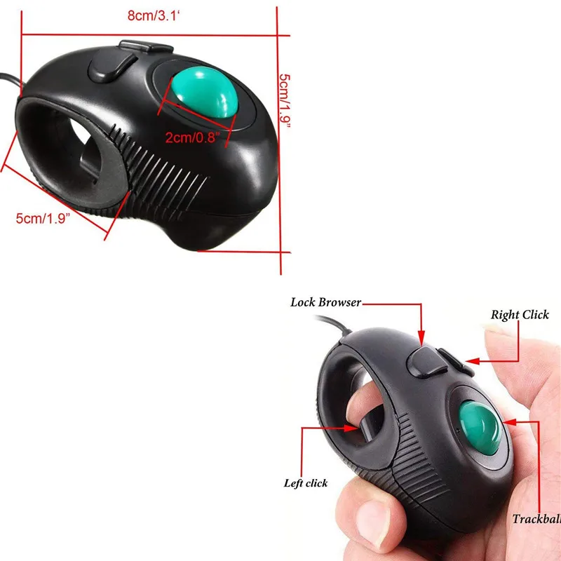 Portable Ergonomic Wired Trackball Mouse