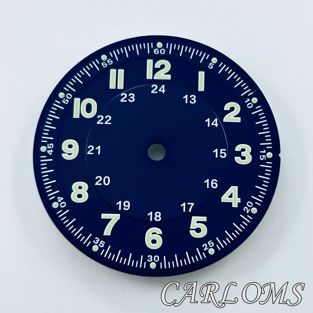 29mm Matte Black/Blue/White Watch Dial Without Logo
