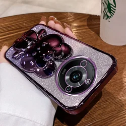 Rabbit Makeup Mirror Bracket Shell Shockproof Phone Case for REALME V13 (PURPLE)