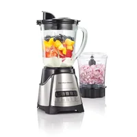 Hamilton Beach Power Elite Blender for Smoothies with 3-Cup Vegetable Chopper Mini Food Processor 40oz Glass Jar 12 Functions f