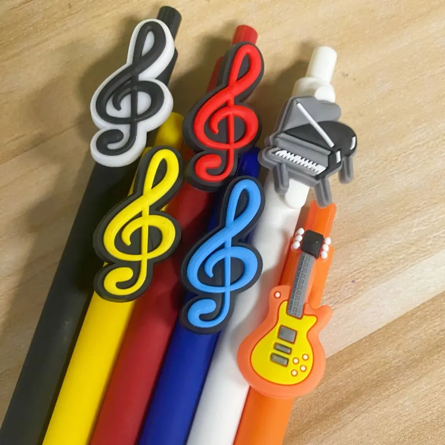 6pcs Musical Note Gel Pens Black Ink Novelty Music Gifts Decorative Music Party Favors Piano Teacher Gift 2