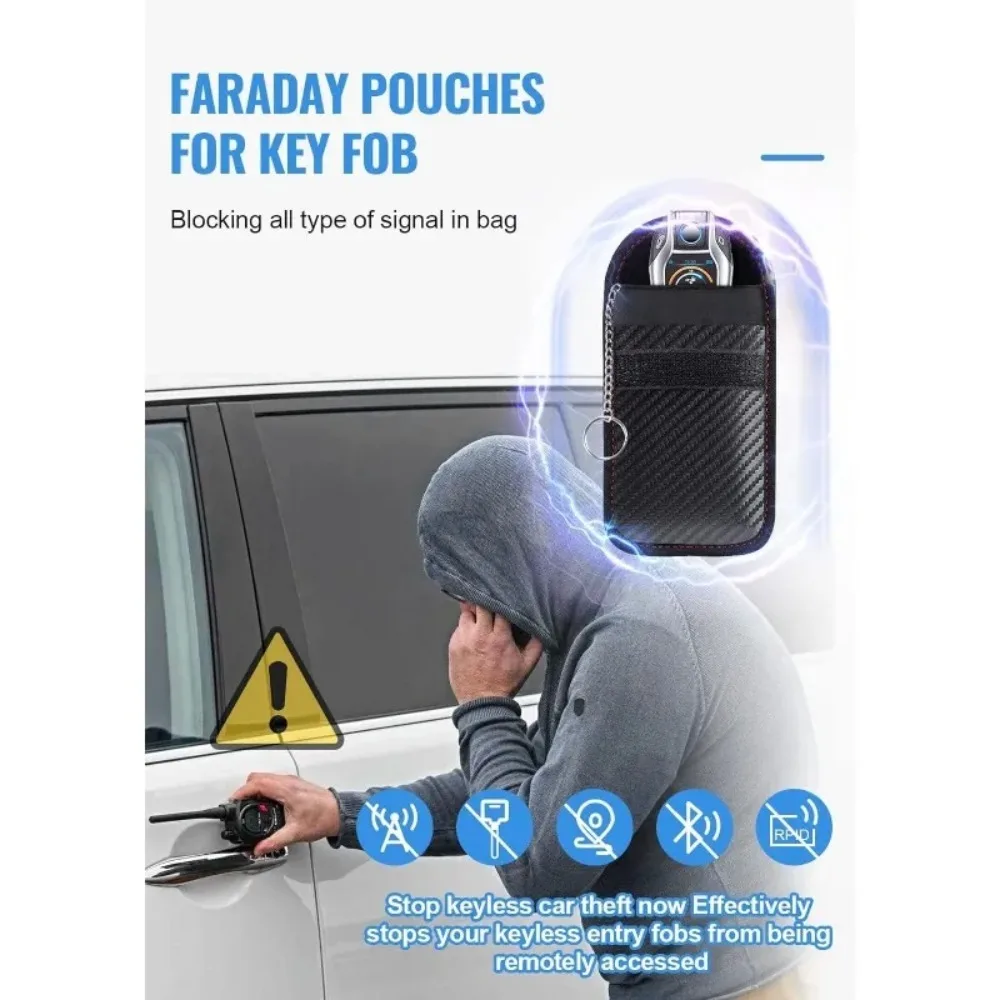 Premium Car Key Signal Blocking Faraday Pouch - Anti-Theft RFID Protection