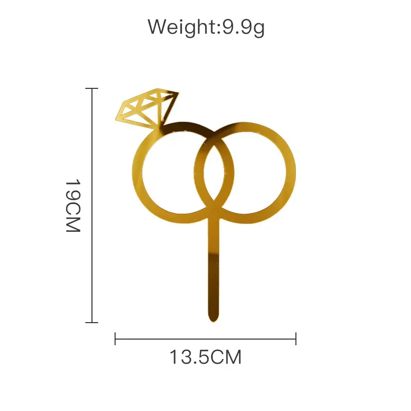 Diamond Ring Wedding Cake Decoration Acrylic Cake Topper Baking Party Favors Wedding Proposal Engagement Party Supplies