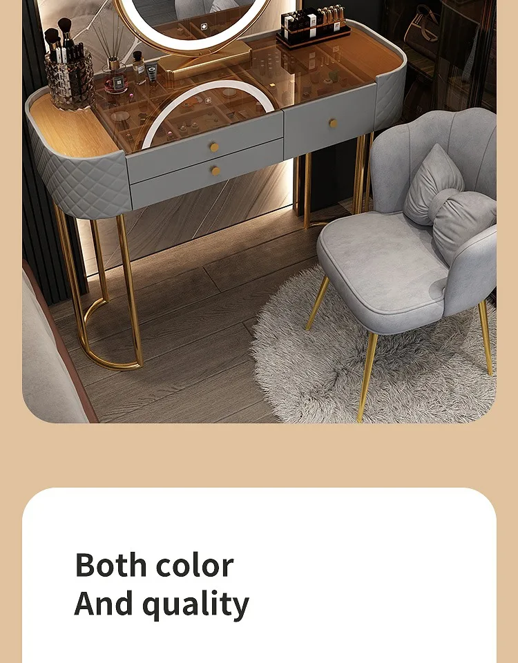 Glass luxury dressing table,household small modern minimalist dressing table,bedroom ins style storage cabinet, integrated table